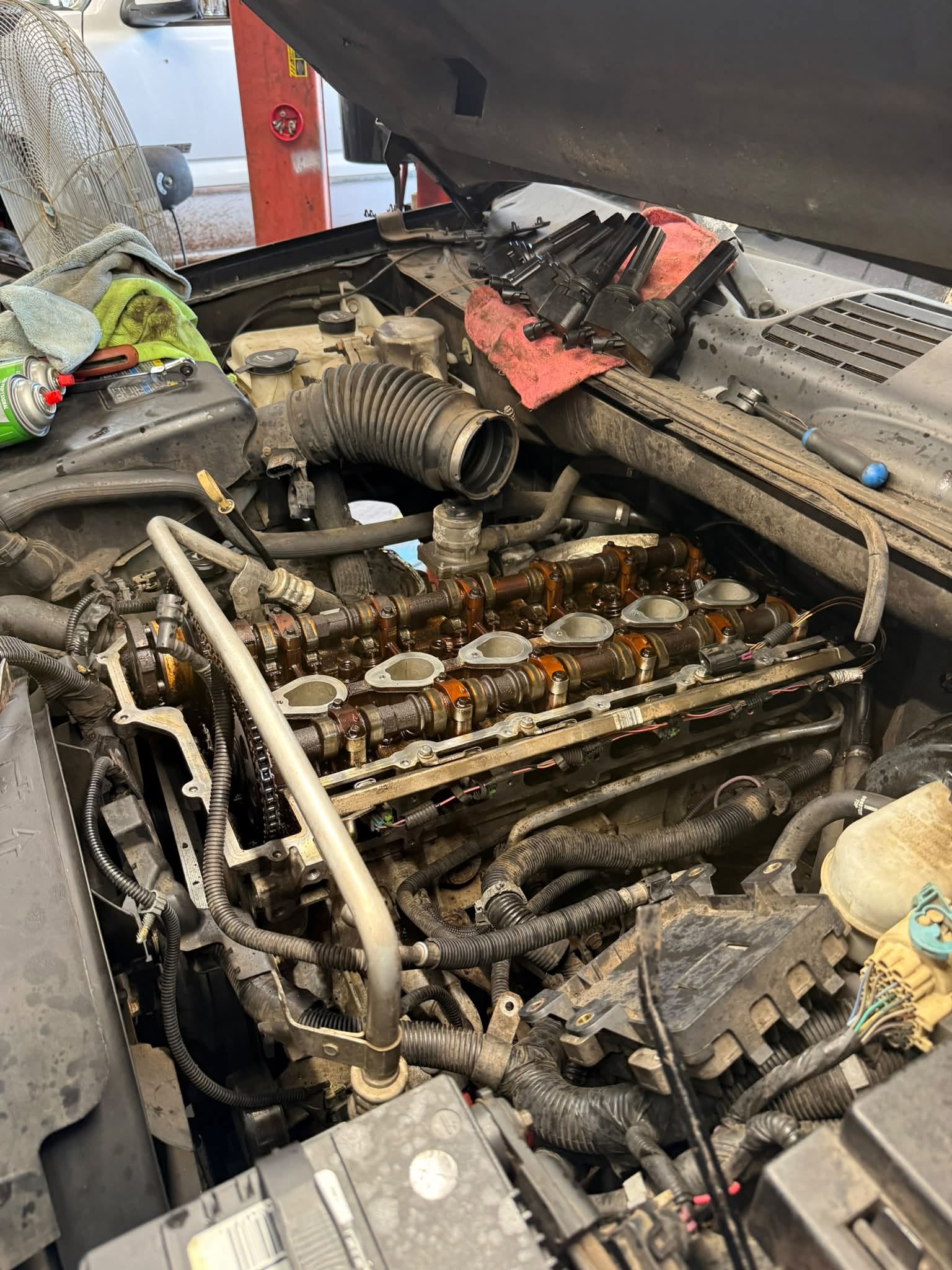 Engine repair in progress